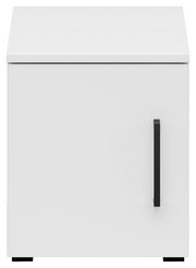 Weißer Aufsatzschrank mit schwarzem Griff, Frontalansicht