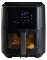 Schwarze Heißluftfritteuse mit digitalem Display, Vorderansicht