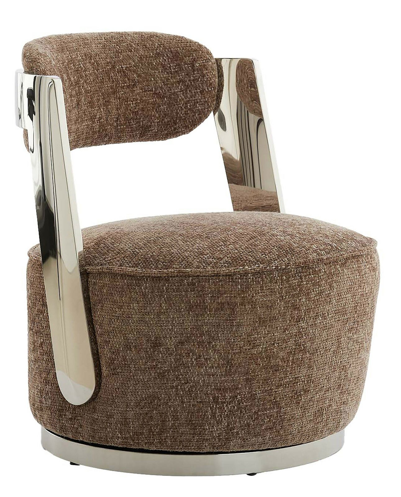 Light&Living Sessel KEMENA Moderner brauner Sessel mit Metallakzenten, seitliche Perspektive