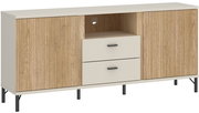 TV-Lowboard mit Holzoptik und zwei Schubladen, Frontansicht