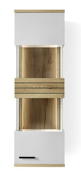 Hängevitrine aus Holz und Glas, frontale Ansicht