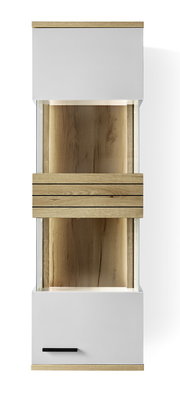 Hängevitrine aus Holz und Glas, frontale Ansicht