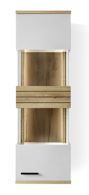 Hangvitrine van hout en glas, vooraanzicht