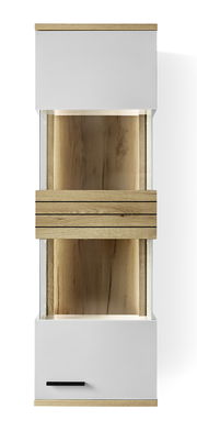 Hängevitrine aus Holz und Glas, frontale Ansicht