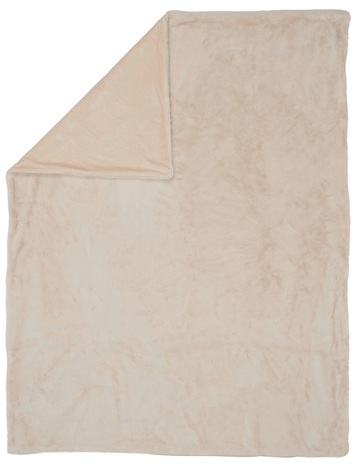 Weiche, beige Kuscheldecke ausgebreitet, Draufsicht