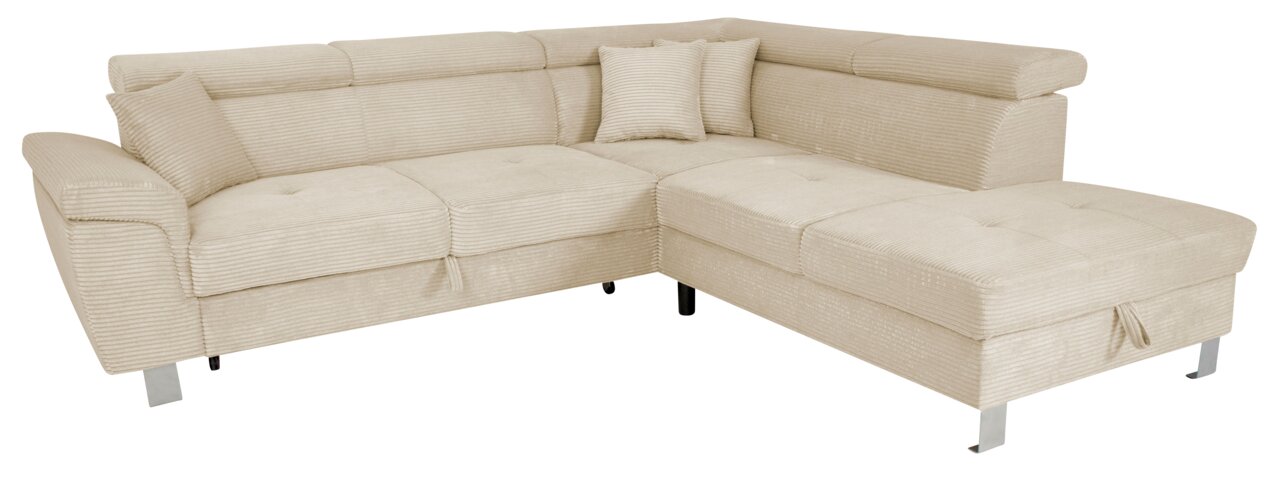 Beige Ecksofa mit Kissen, Vorderansicht