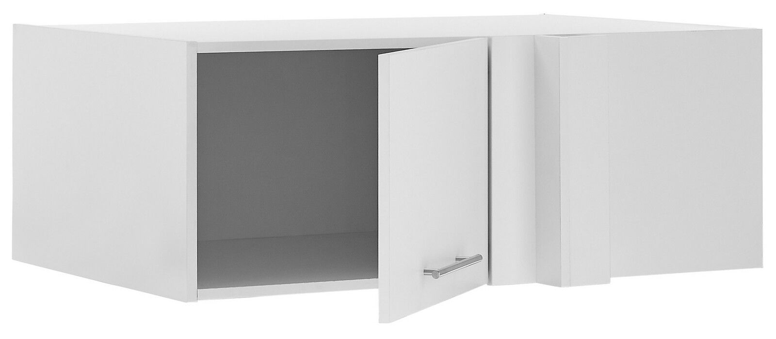 XORA Aufsatz Eckschrank PRIMUS Weißer Eckschrankaufsatz mit geöffneter Tür, seitliche Perspektive