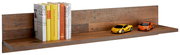 Holz-Wandboard mit Büchern und Spielzeugautos, seitliche Perspektive
