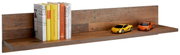 Holz-Wandboard mit Büchern und Spielzeugautos, seitliche Perspektive