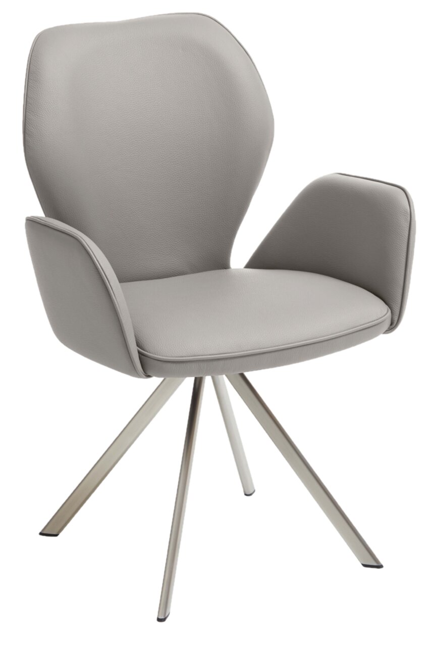 Escando Natur Sessel COLORADO-TREND-LINE Moderner grauer Sessel mit Armlehnen und vierbeiniger Metallbasis, seitliche Perspektive