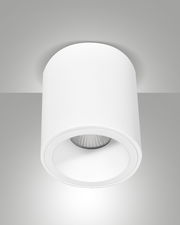 Weißer zylindrischer Aufbauspot Fabas Luce GUAMO, Deckenansicht