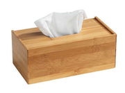 Bambus Kosmetiktuch-Box Terra, rechteckige Form, mit einem Kosmetiktuch, aus seitlicher Perspektive