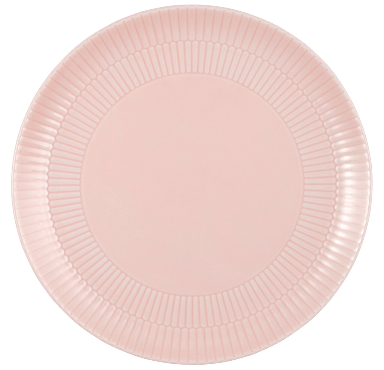 Runder Speiseteller 27,5 cm in zartem Rosa mit geriffeltem Rand, Vogelperspektive
