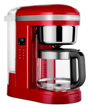 Rote Kaffeemaschine Empire mit Glaskanne, seitliche Perspektive