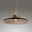 Moderne Pendelleuchte PURE Moon in seitlicher Perspektive mit elegantem, flachem Schirm und warmem Licht.