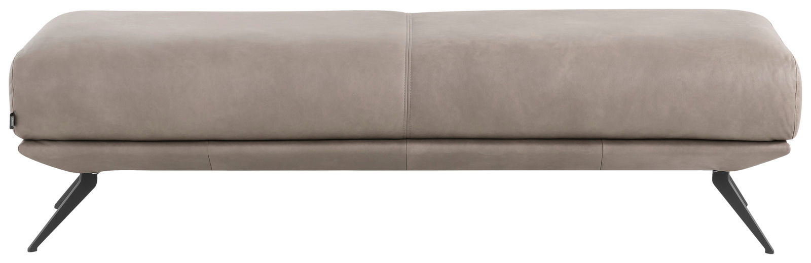 Moderner Hocker in Beige mit Metallbeinen, Seitenansicht