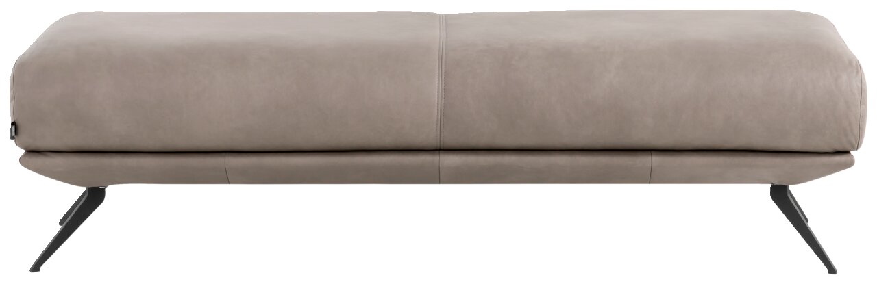 Moderner Hocker in Beige mit Metallbeinen, Seitenansicht