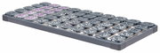 Systemrahmen 80x200 mit grauen und lila Federungselementen, seitliche Perspektive