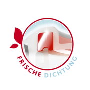 Nahaufnahme eines Glasbehälters mit rotem Dichtungsmechanismus, perspektivisch von oben.