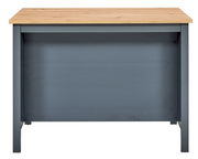 Kücheninsel mit Holzplatte und grauer Frontansicht