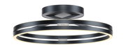 Moderne Deckenleuchte PURE Loop von Paul Neuhaus in schwarzem Metall mit zwei leuchtenden Ringen, seitliche Perspektive.