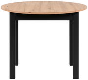 Runder Esstisch mit Holzplatte und schwarzen Beinen, Seitenansicht