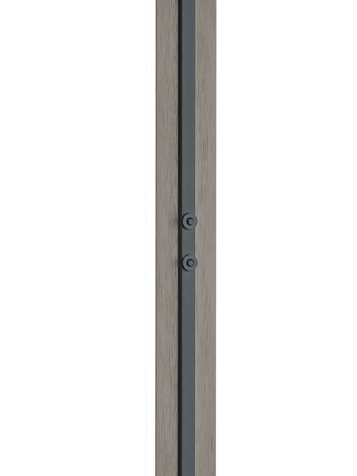 Nahaufnahme eines Teils der LED-Stehleuchte BEN mit Holz- und Metallelementen, seitliche Perspektive