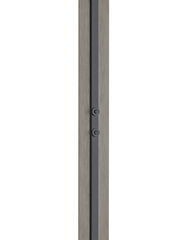 Nahaufnahme eines Teils der LED-Stehleuchte BEN mit Holz- und Metallelementen, seitliche Perspektive