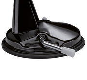 Nahaufnahme der schwarzen Trommelreibe CLASSIC mit Kurbel, seitliche Perspektive