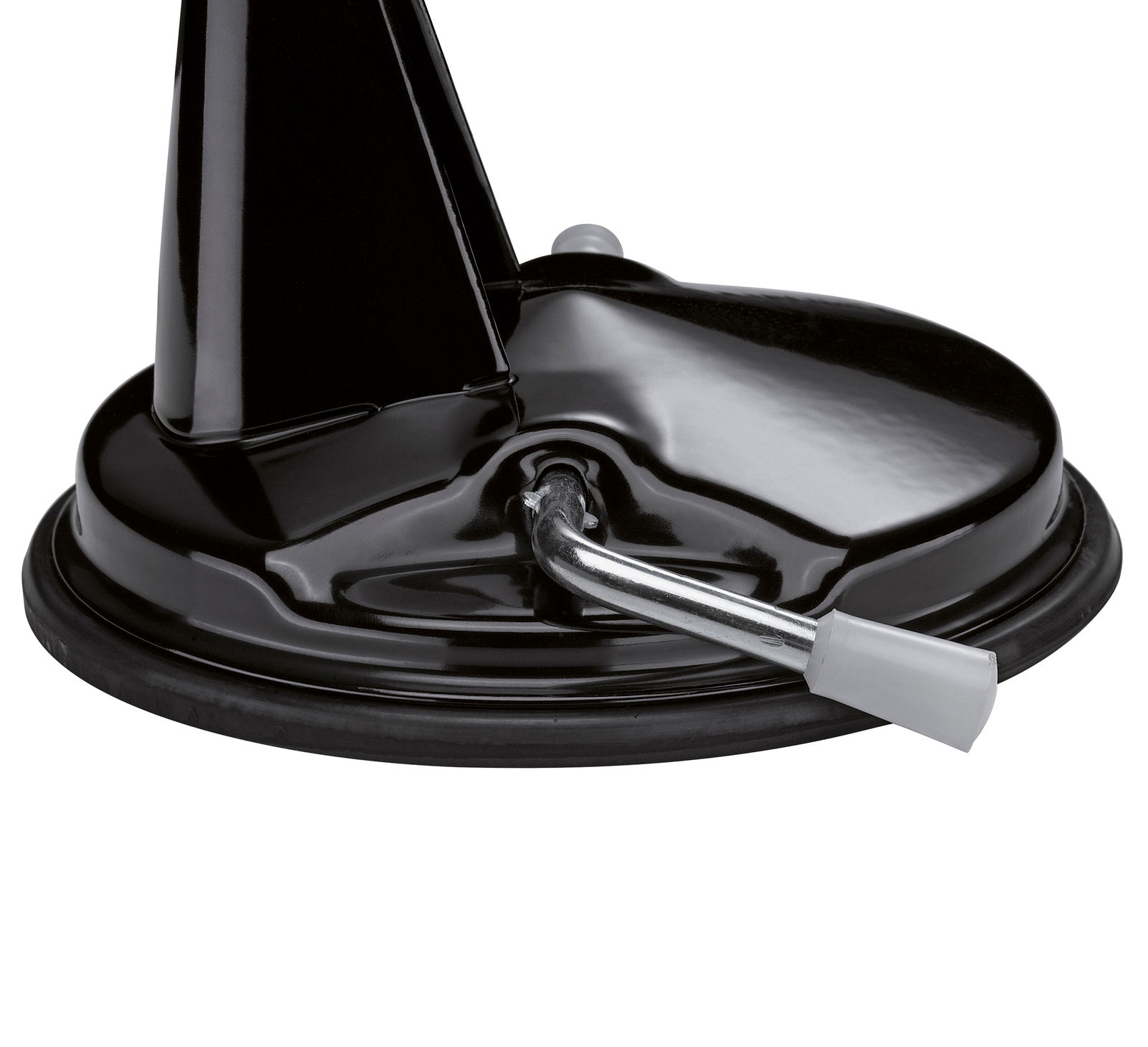 Nahaufnahme der schwarzen Trommelreibe CLASSIC mit Kurbel, seitliche Perspektive