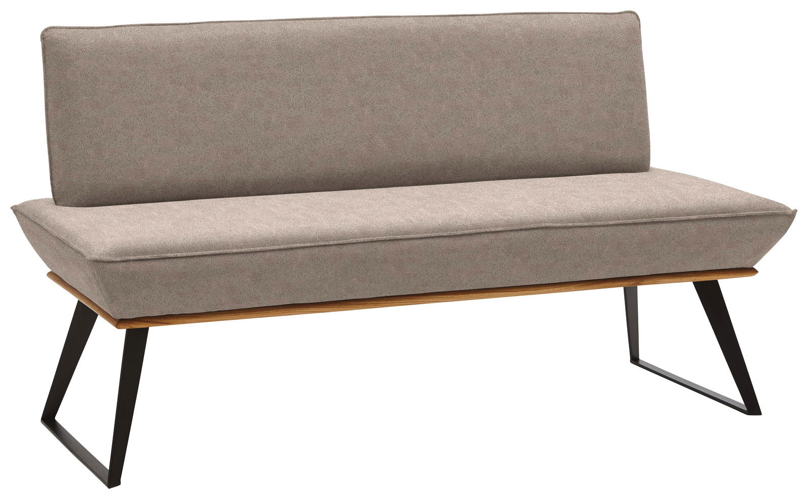 Voleo Bank MALIBU Graue Bank mit schwarzem Metallgestell, seitliche Perspektive
