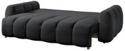 Schwarzes Funktionssofa in seitlicher Perspektive mit abgerundeten Kanten und modernem Design.
