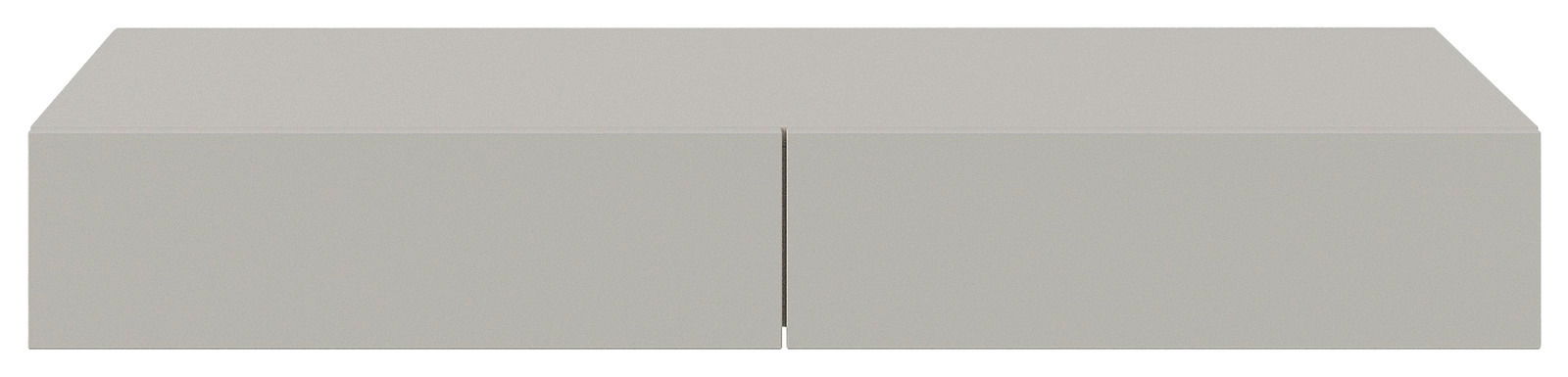 Frontansicht einer modernen, rechteckigen Wandkonsole in neutralem Grau.