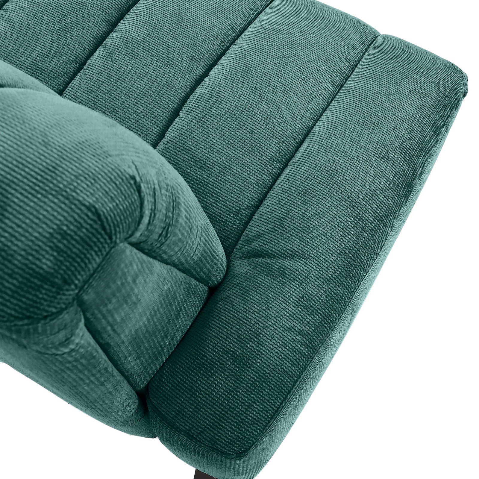 Grüne 2,5er-Sitzbank aus Stoff in Nahaufnahme, Perspektive von oben