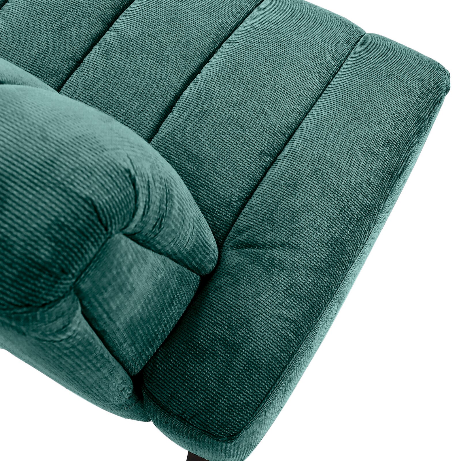 Grüne 2,5er-Sitzbank aus Stoff in Nahaufnahme, Perspektive von oben