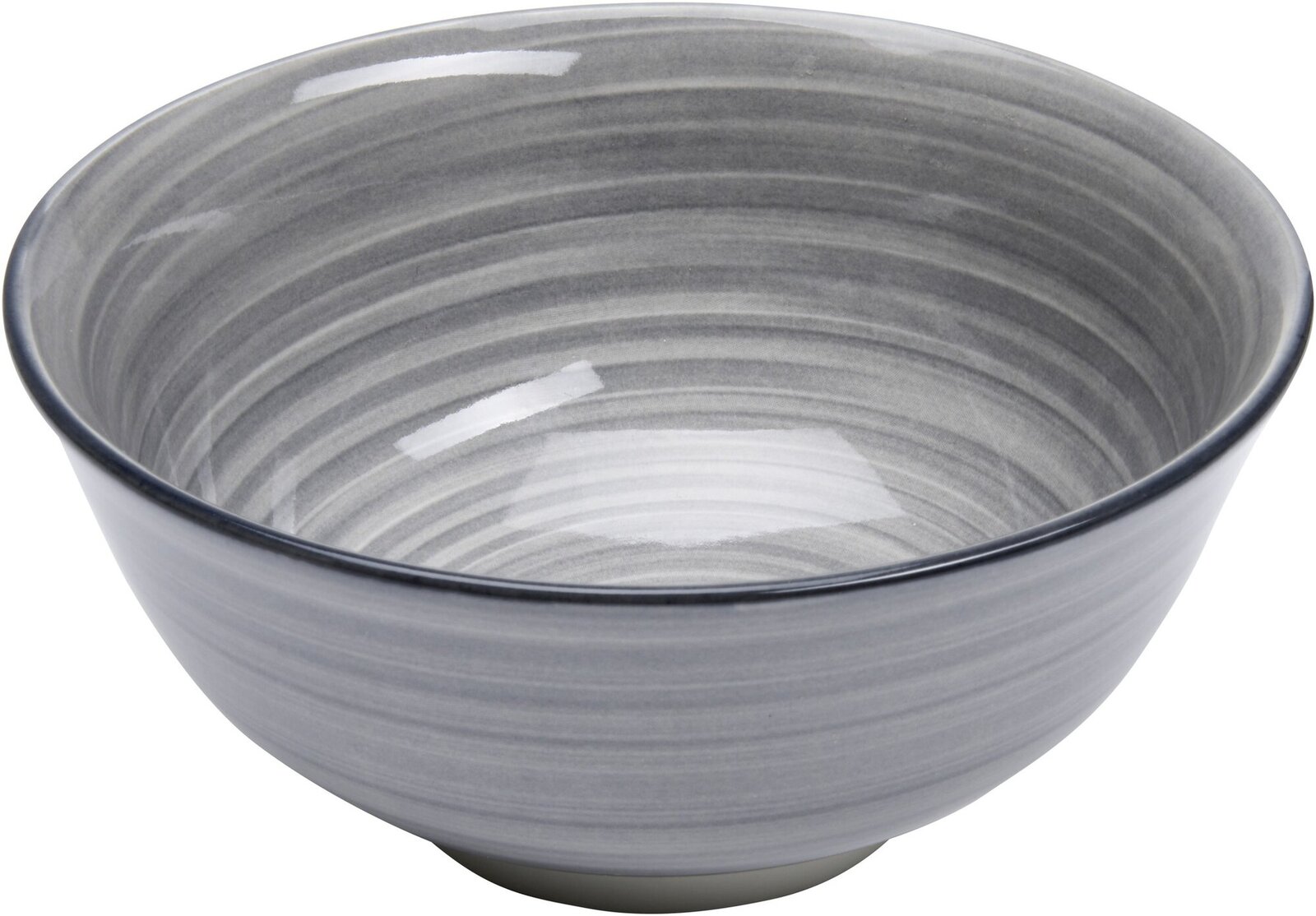 Graue Schale Sendai mit einem Durchmesser von 15,5 cm, seitliche Perspektive