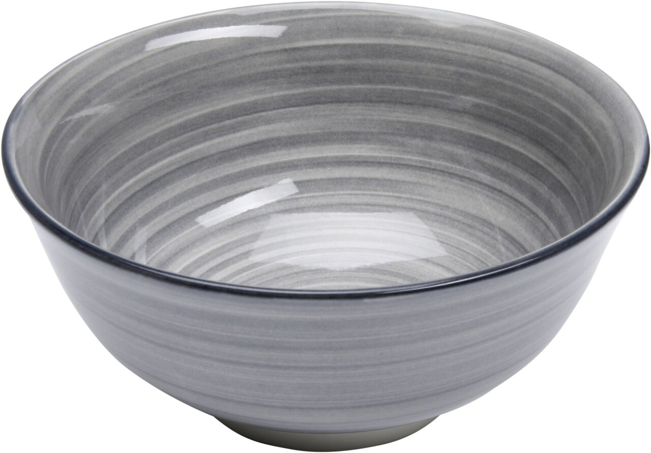 Graue Schale Sendai mit einem Durchmesser von 15,5 cm, seitliche Perspektive