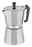 Silberner Espressokocher Classico 6 T mit schwarzem Griff, seitliche Perspektive
