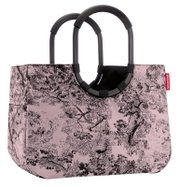 Loopshopper L mit floralem Muster in Rosa und Schwarz, seitliche Perspektive