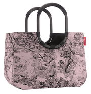 Loopshopper L mit floralem Muster in Rosa und Schwarz, seitliche Perspektive