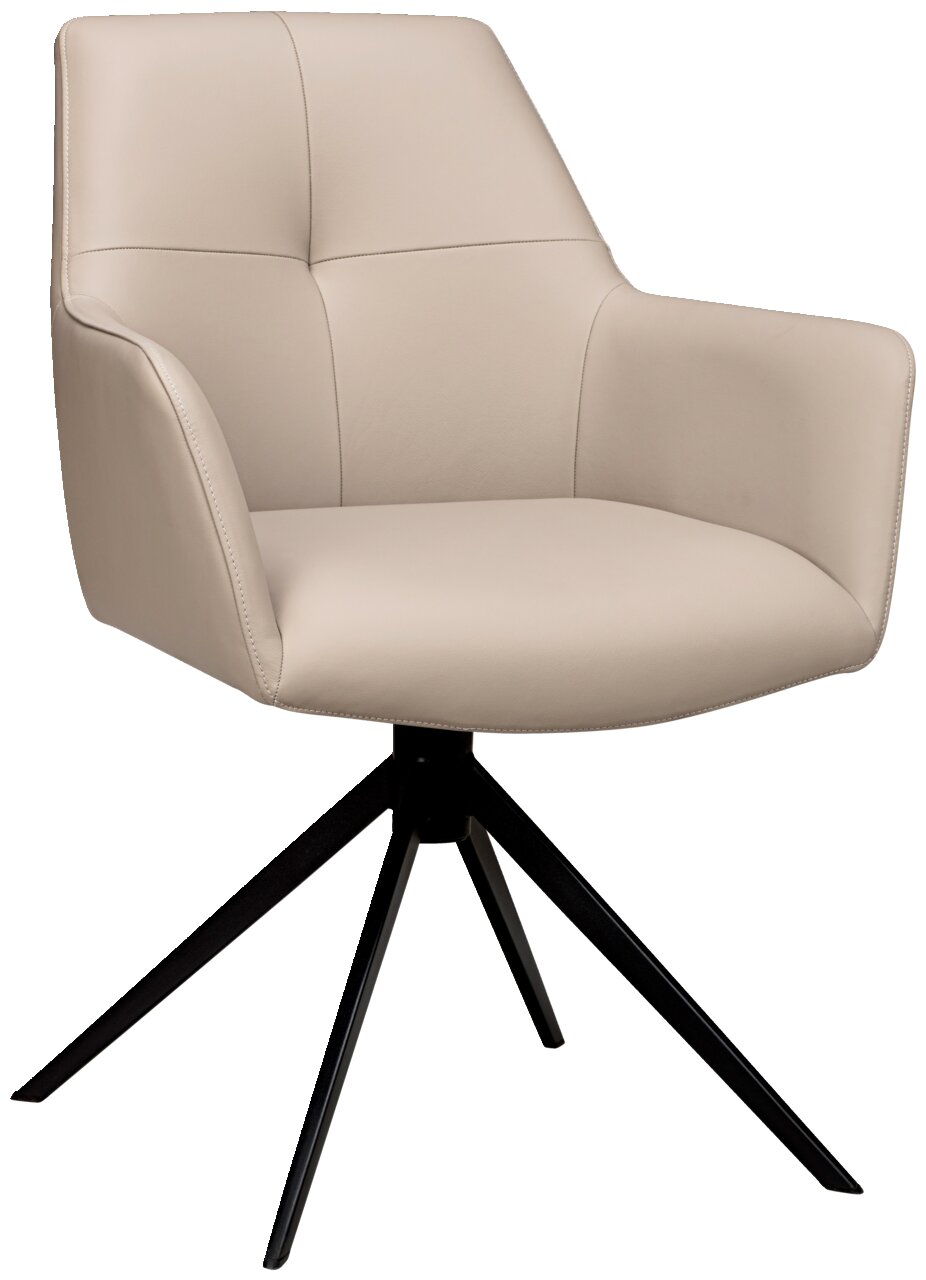 Novel Armlehnstuhl MEDUSA Beiger Armlehnstuhl mit schwarzem Metallgestell, seitliche Perspektive