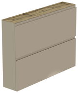 Hängeschuhschrank 2K-T22 in seitlicher Perspektive, mit zwei Klappen und einer Holzoberfläche.