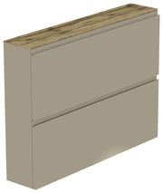 Hängeschuhschrank 2K-T22 in seitlicher Perspektive, mit zwei Klappen und einer Holzoberfläche.