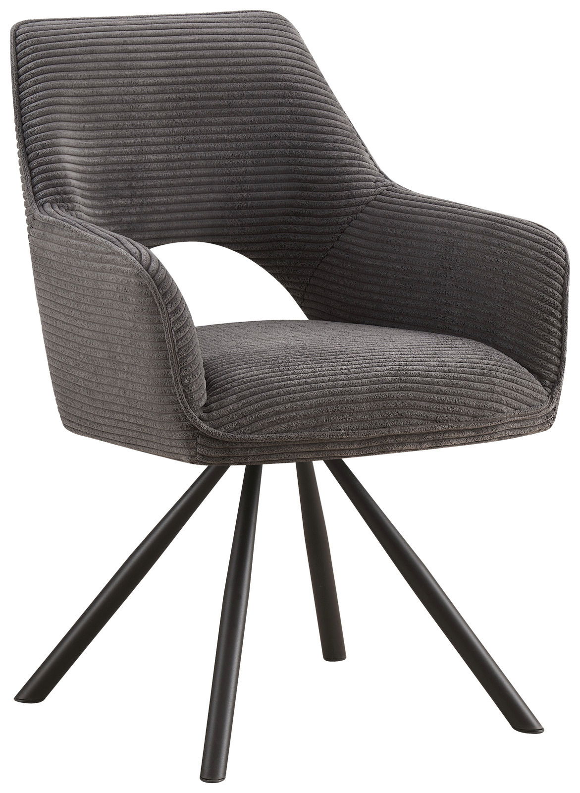 Hom´in Armlehnstuhl JASON Grauer Armlehnstuhl mit modernem Design, seitliche Perspektive