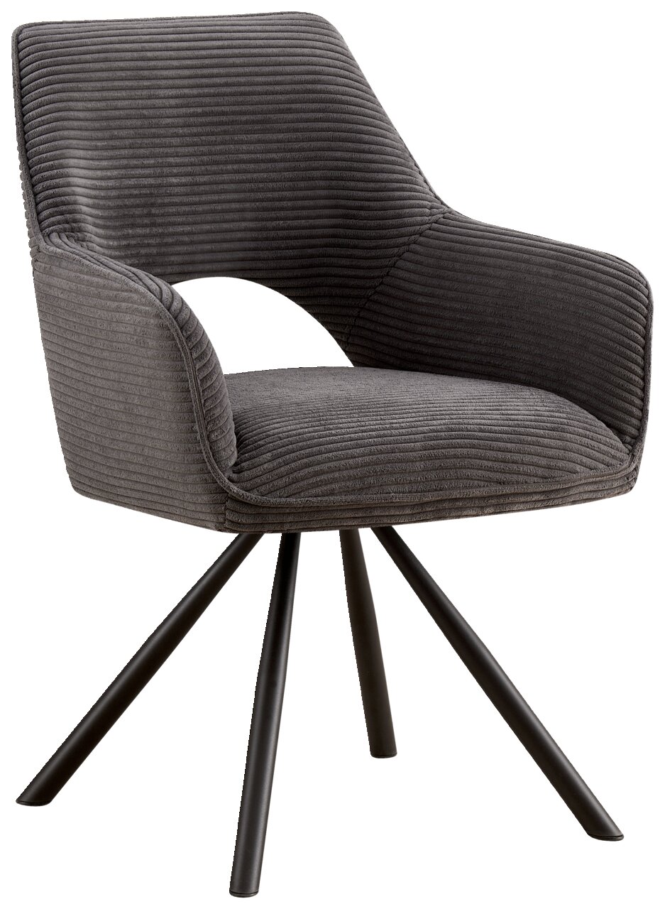 Hom´in Armlehnstuhl JASON Grauer Armlehnstuhl mit modernem Design, seitliche Perspektive