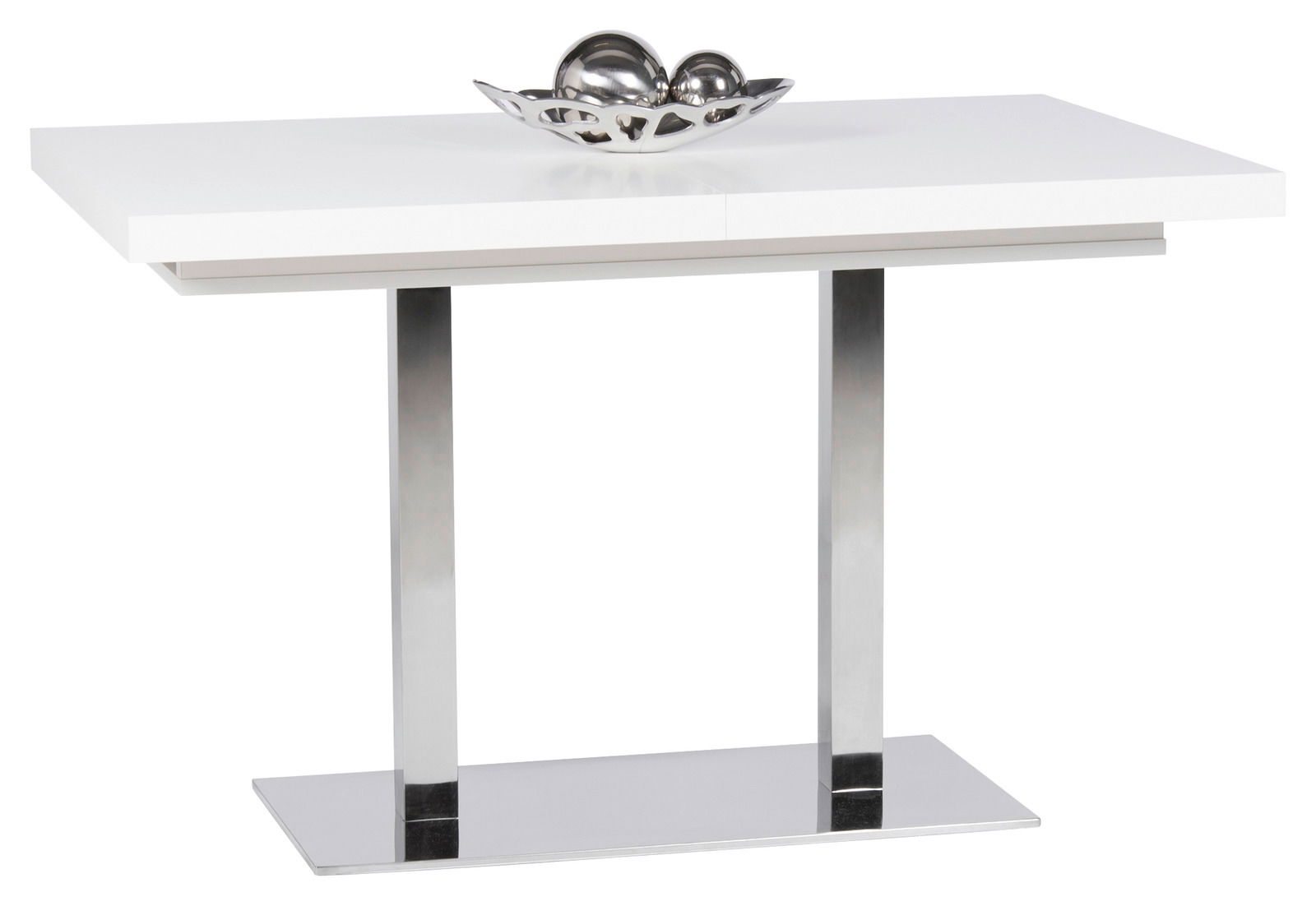 Z2 Esstisch QUADRATO Moderner weißer Esstisch mit Metallgestell und dekorativer Schale, seitliche Perspektive