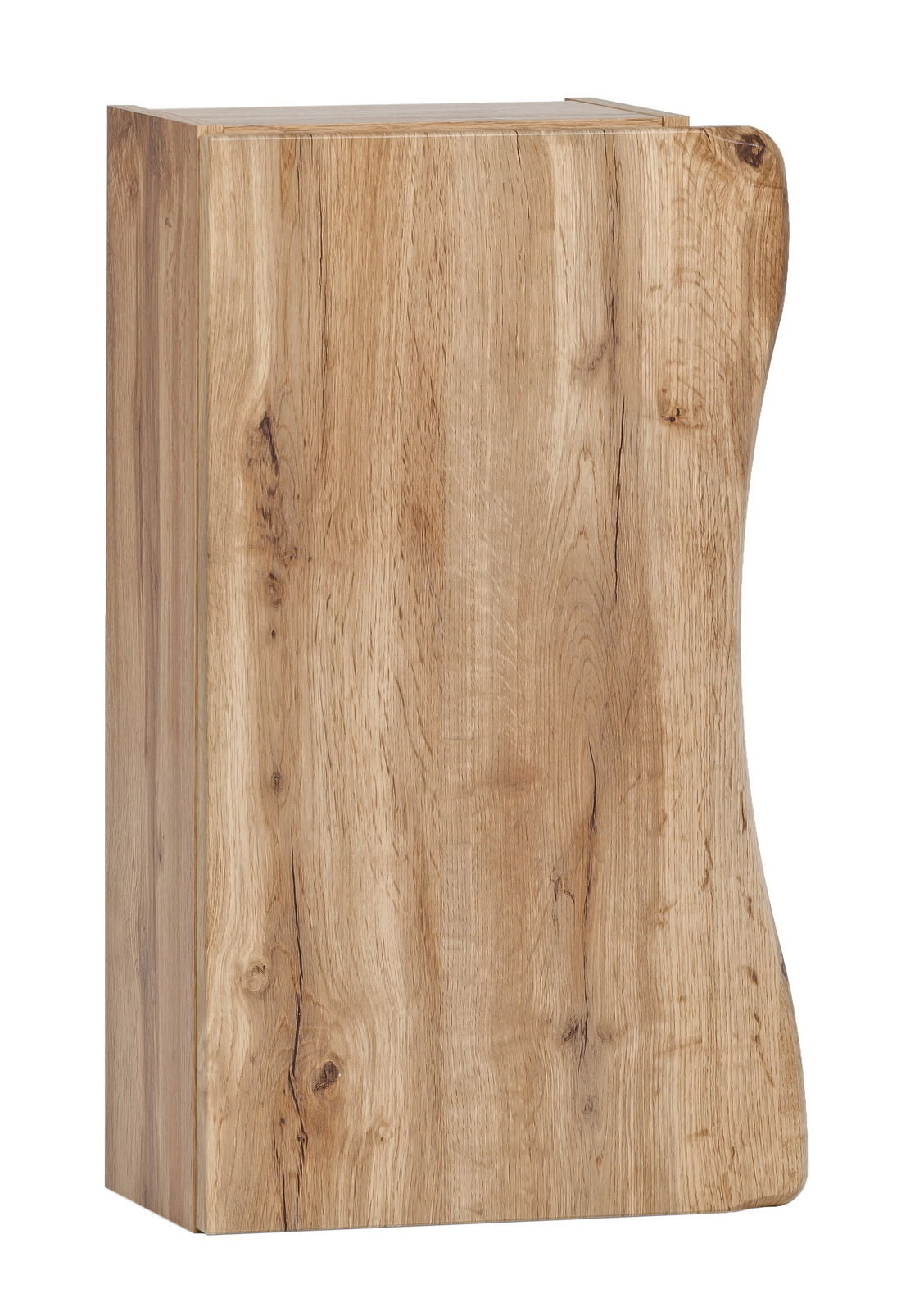 Hängeschrank aus Holz mit natürlicher Maserung, seitliche Perspektive