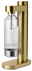 Goldener Wassersprudler mit transparenter Flasche, seitliche Perspektive