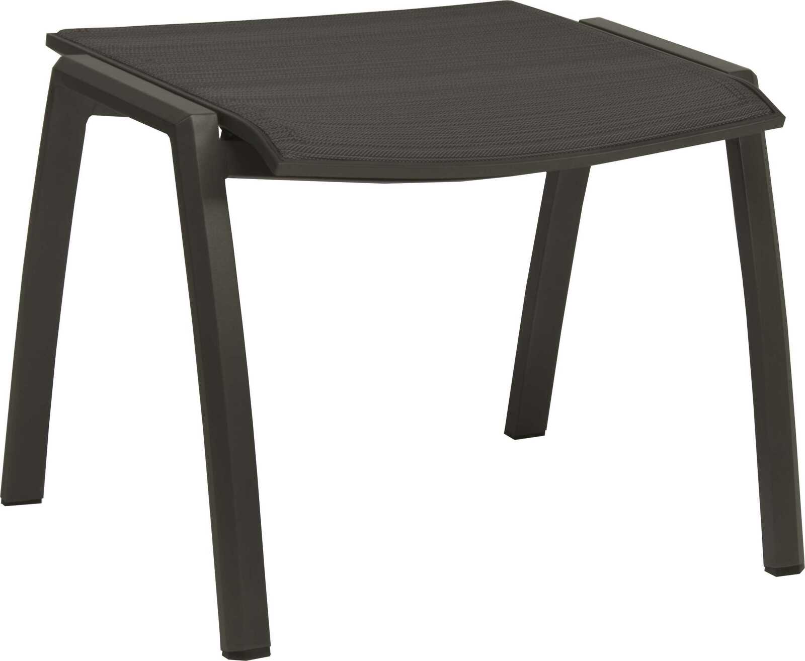 Moderner schwarzer Hocker mit vier Beinen, seitliche Perspektive