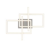 Moderne LED-Deckenleuchte mit geometrischem Design, rechteckige Formen, Ansicht von vorne.